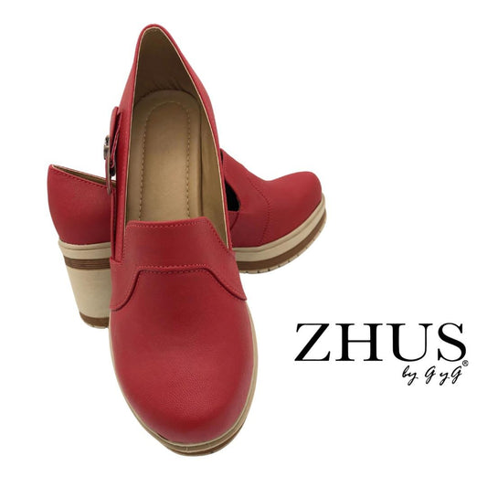 Rojo tacón chunky mediano