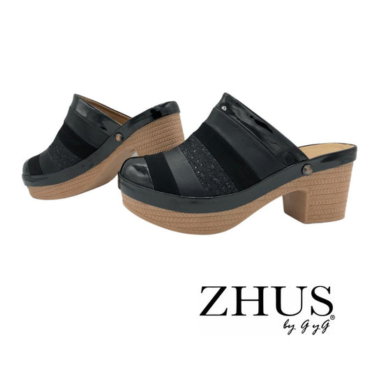 Zueco negro multitextura