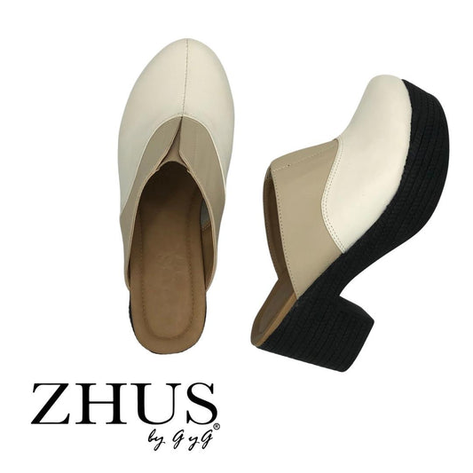 Zueco beige con negro