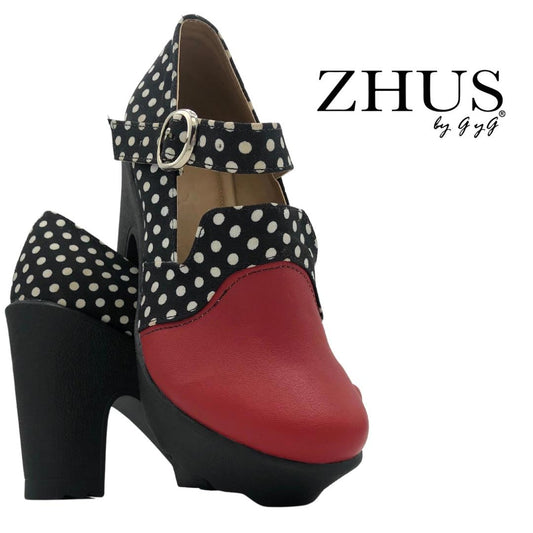 ZHUS tacón alto rojo polka dots