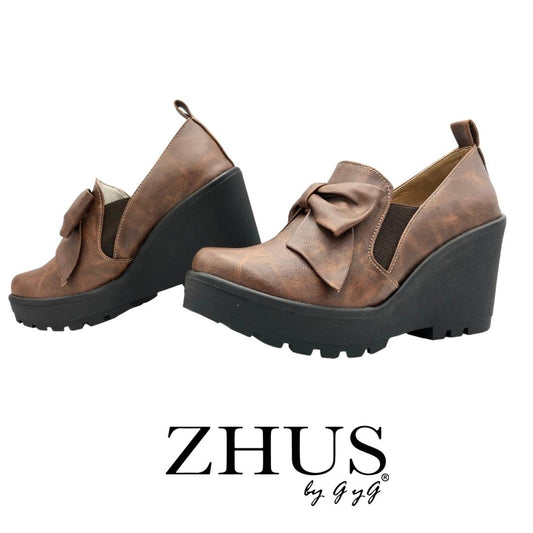 Cuña mediana café con lazo