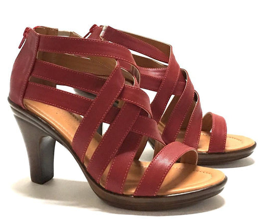 Sandalia roja fajitas tacón mediano