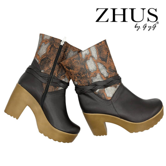 Bota cowgirl trenzada café