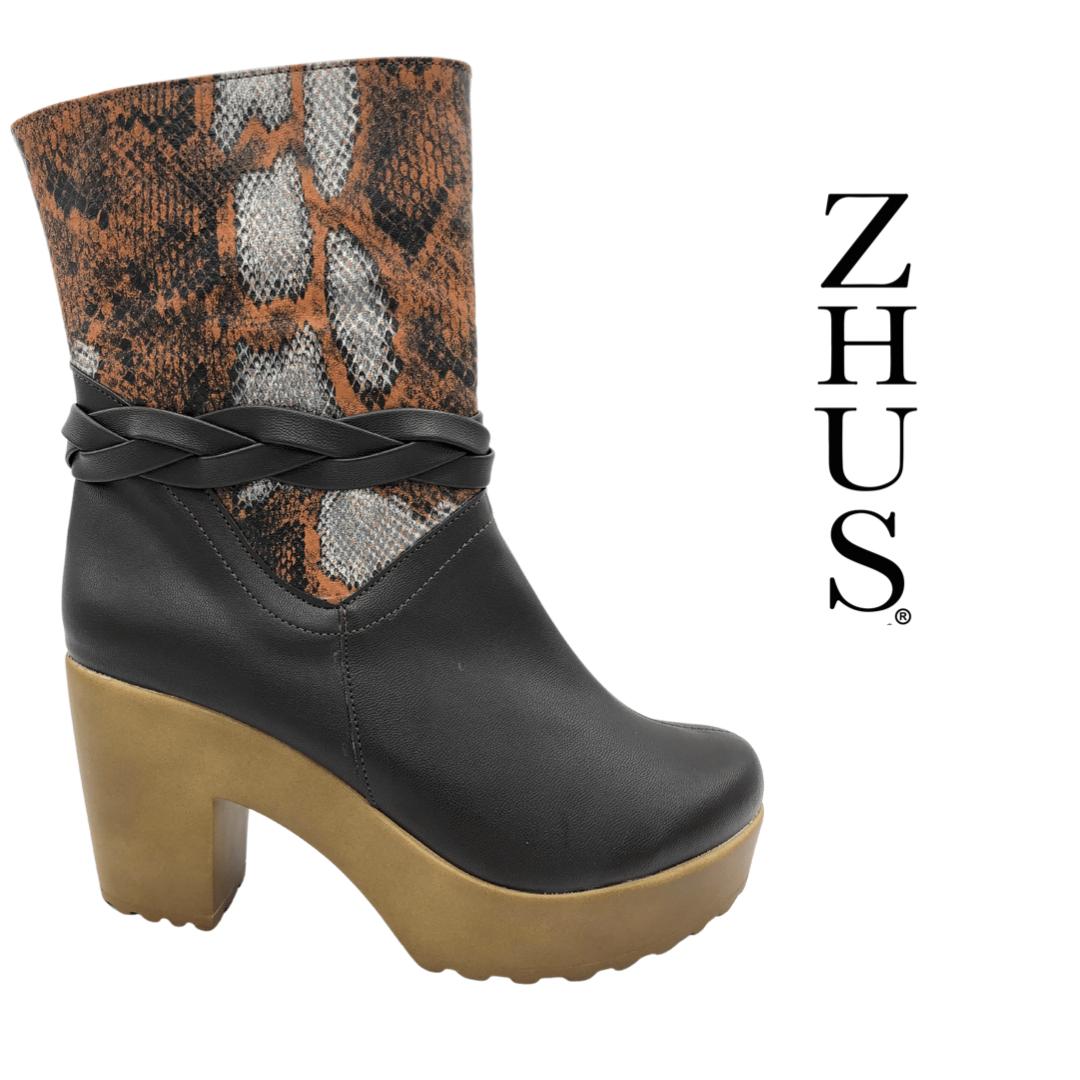 Bota cowgirl trenzada café