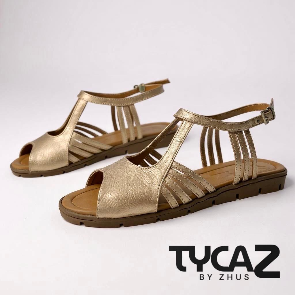 TYCAZ sandalias oro rosa