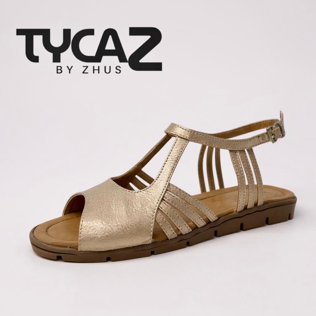 TYCAZ sandalias oro rosa