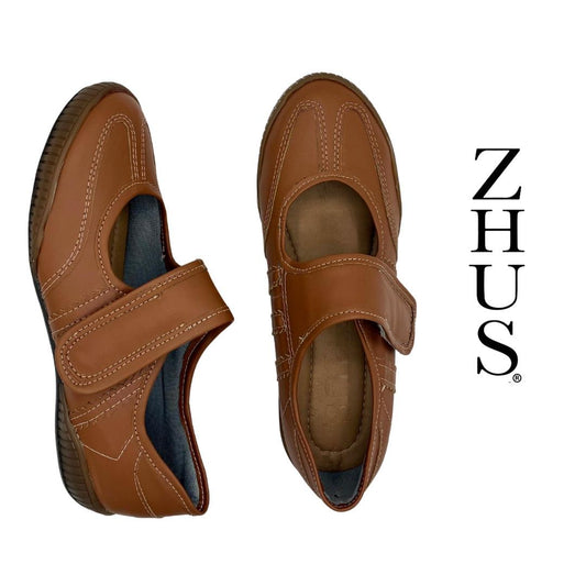 ZHUS Samba Mary Jane | Zapato Café con Velcro