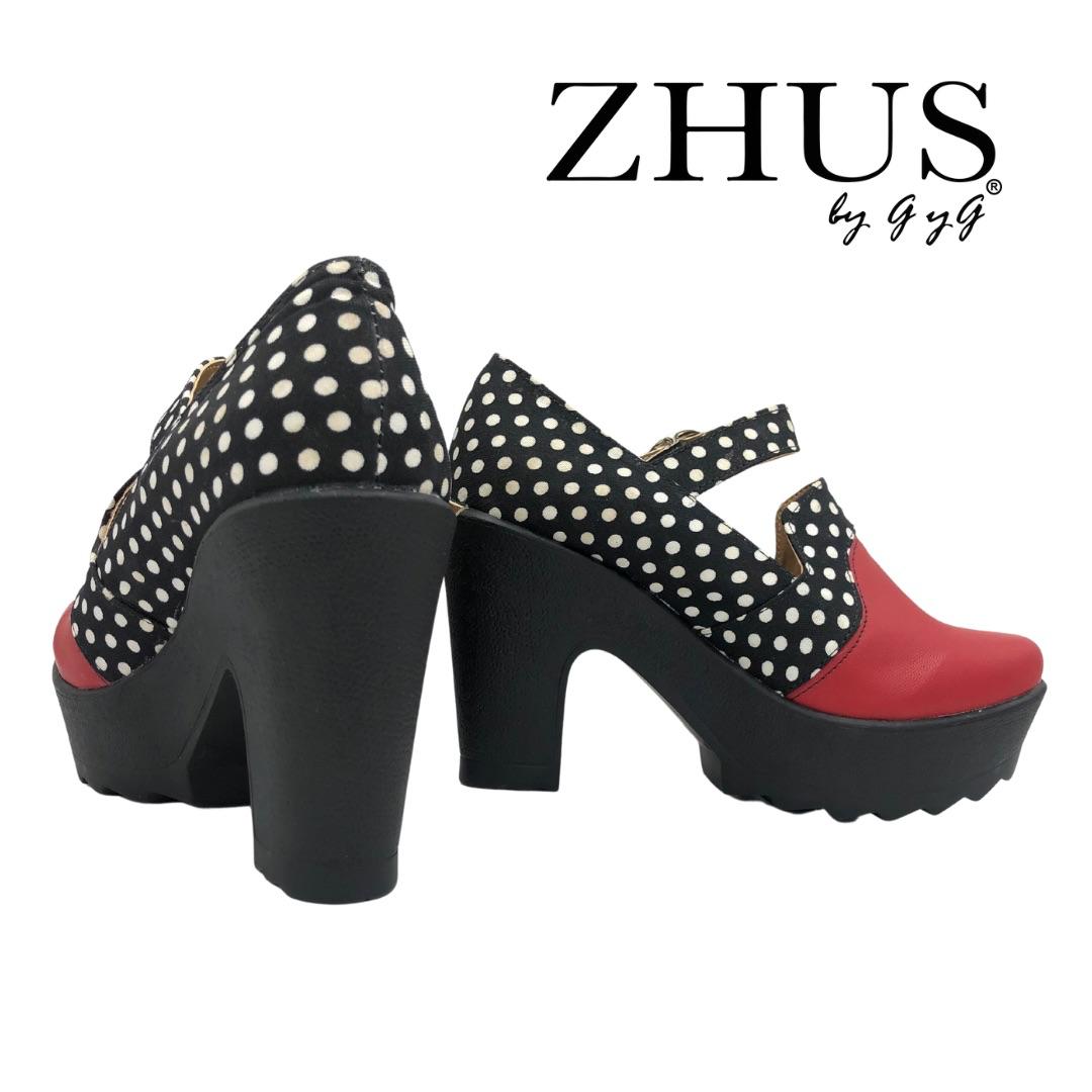 ZHUS tacón alto rojo polka dots
