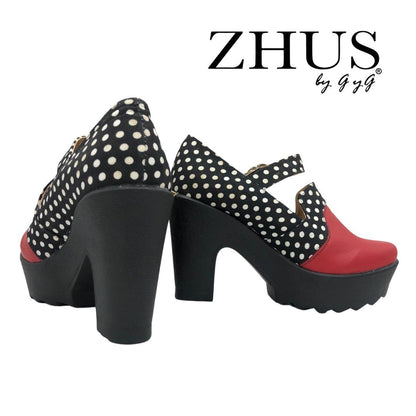 ZHUS tacón alto rojo polka dots