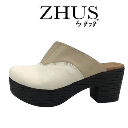 Zueco beige con negro