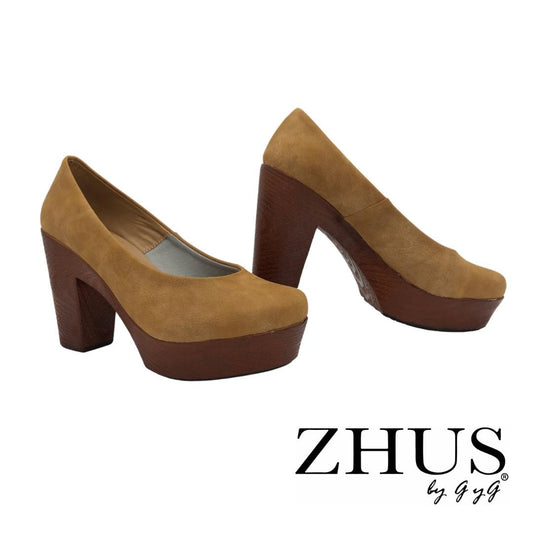 Zapato tacón taupé beige tacon mediano