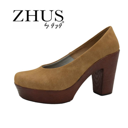Zapato tacón taupé beige tacon mediano
