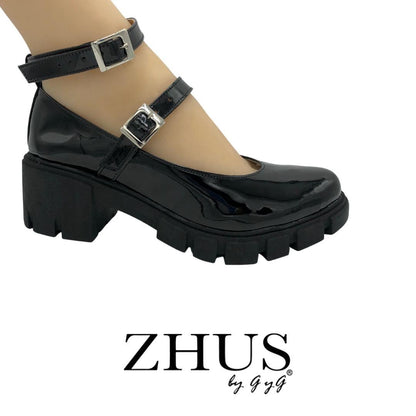 Tacón bajo charol merlina muñeca