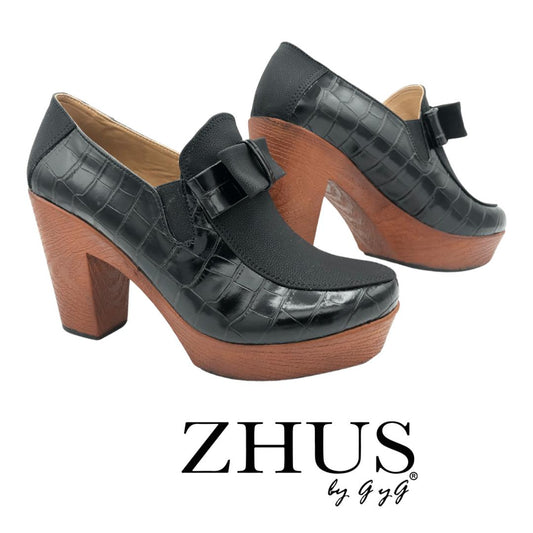 Mocasín negro tacón mediano