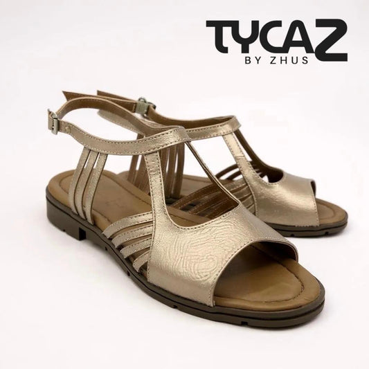 TYCAZ sandalias oro rosa