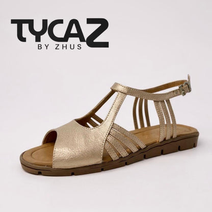 TYCAZ sandalias oro rosa