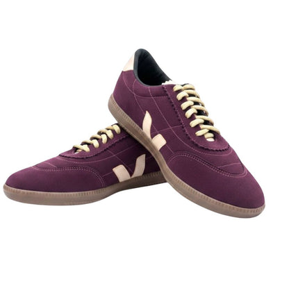 ZHUS Tenis Vino con Logo V | Zapatilla Estilo Veja Hecha a Mano | Cuero Vegano