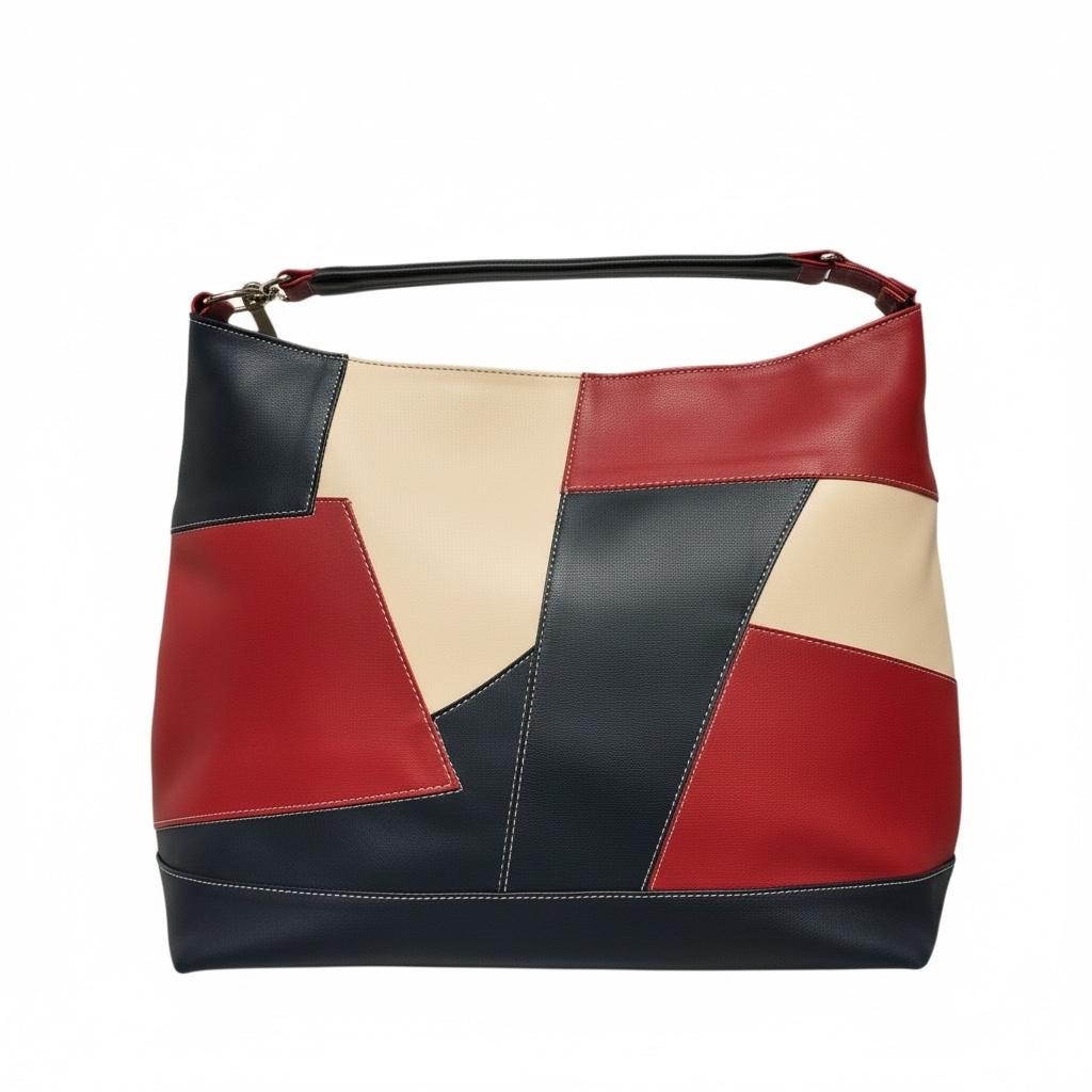 Bolso de colores rojo asimétrico combinado de diseñador, tienda Costa Rica