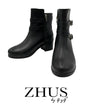 Botín Mujer con Hebillas Dobles y Tacón – Negro | ZHUS