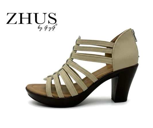 Sandalia Mujer con Tacón – Beige Hueso | ZHUS