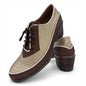 ZHUS Oxford Café Dorado | Zapato con Cordones y Tacón | Cuero Vegano