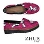 ZHUS Snoopy | Slip-On Fucsia Estampado | Zapato Cómodo de Mujer