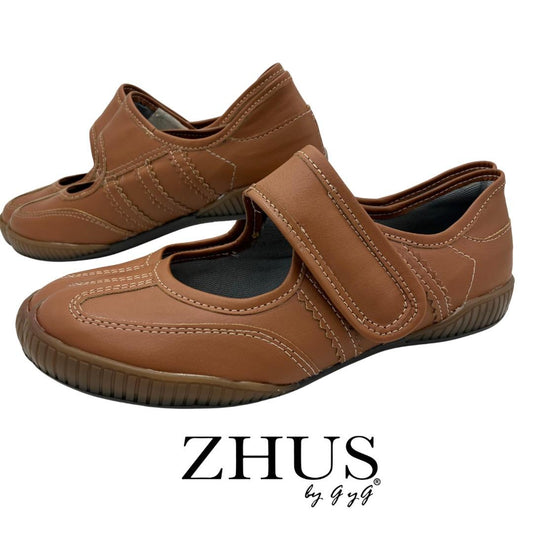 ZHUS Samba Mary Jane | Zapato Café con Velcro