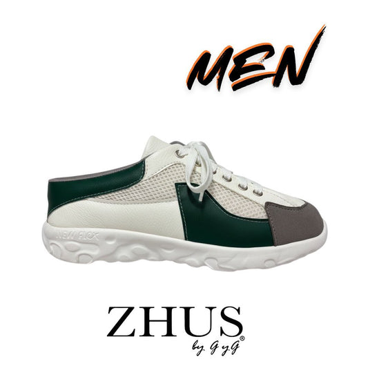 ZHUS Zueco Deportivo para Hombre | Tenis Mule con Cordones y Malla | Cuero Vegano