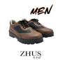 ZHUS Zapato Casual para Hombre | Café con Detalles Negro y Vino | Suela Tractor | Cuero Vegano