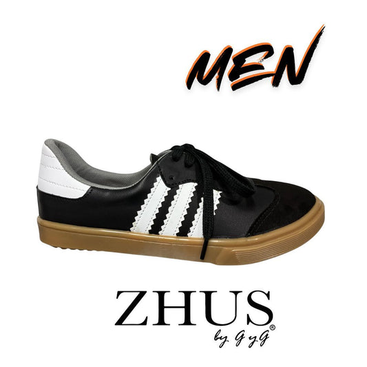 ZHUS Tenis Samba Clásico para Hombre | Colores Negro y Blanco con Cordones | Cuero Vegano