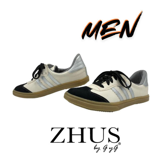 ZHUS Tenis Samba Clásico para Hombre | Colores Negro y Blanco con Cordones | Cuero Vegano